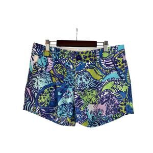 Lilly Pulitzer Callahan Short Multi Cattitude Purple Green Blue White Size 4